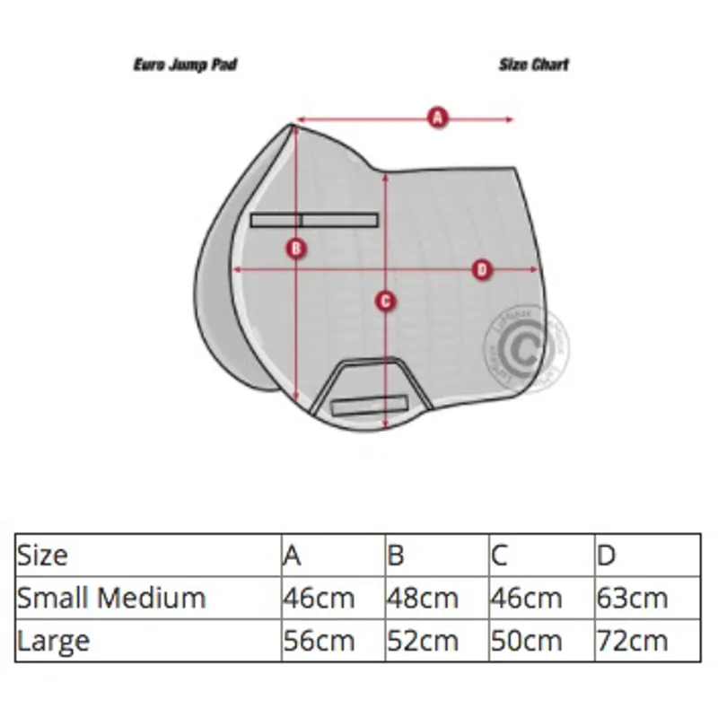 LeMieux Diamante Jump Saddlecloth Size Guide